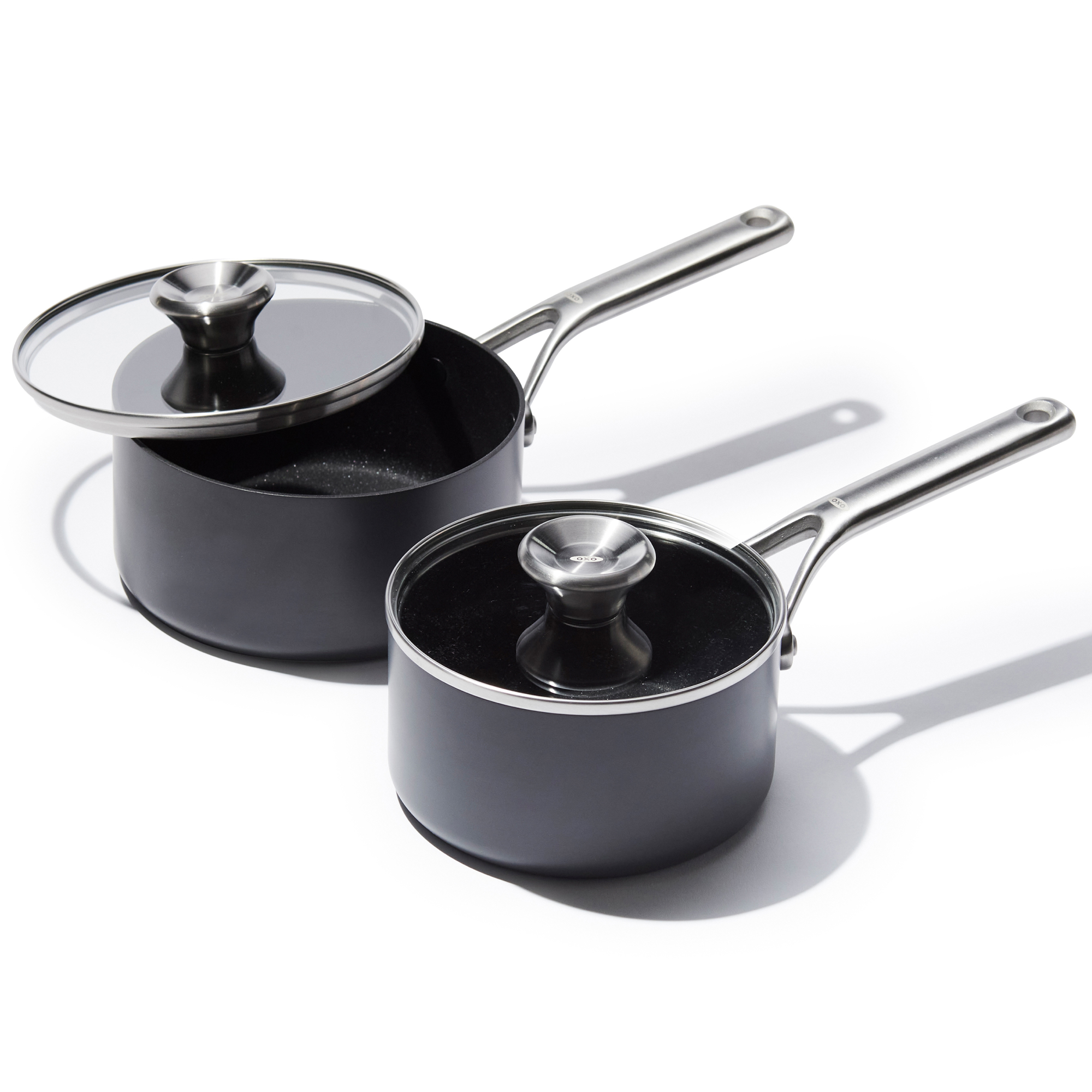 OXO Ceramic Professional Stieltopf-Set – 16 cm / 1,6 l & 18 cm / 2,1 l OXO Ceramic Professional Stieltopf-Set mit Glasdeckeln: 16 cm und 18 cm